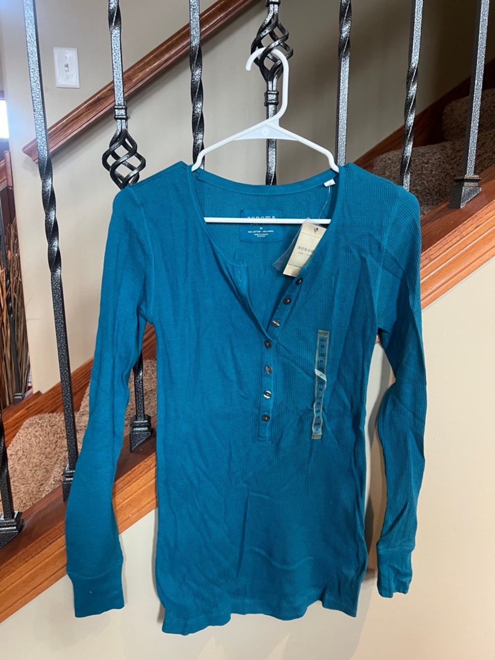 Sonoma Teal Thermal Henley Top